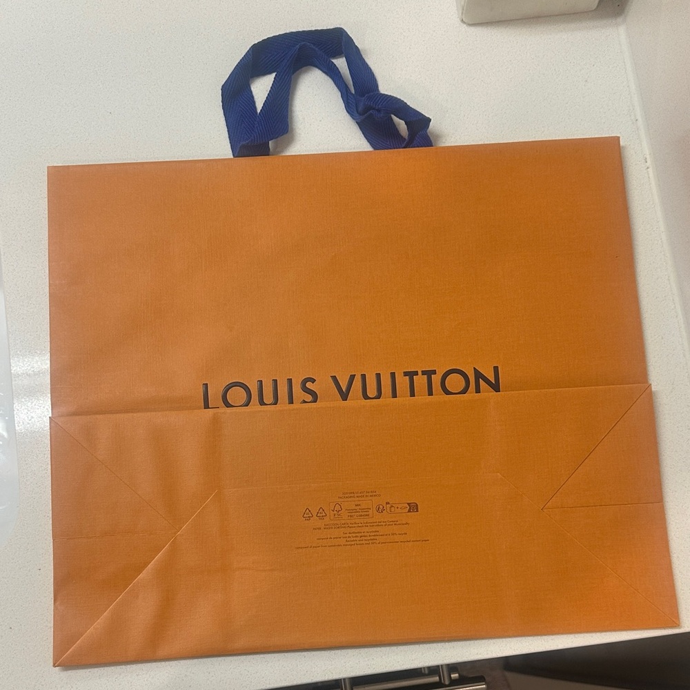 Louis Vuitton Orange Bag with Blue Handles